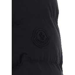 Esthetique Black Down jacket with waist belt and logo patch on the sleeve in tech fabric for women