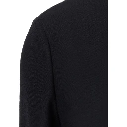 Black Jacket with V-neck and back seams in virgin wool for women