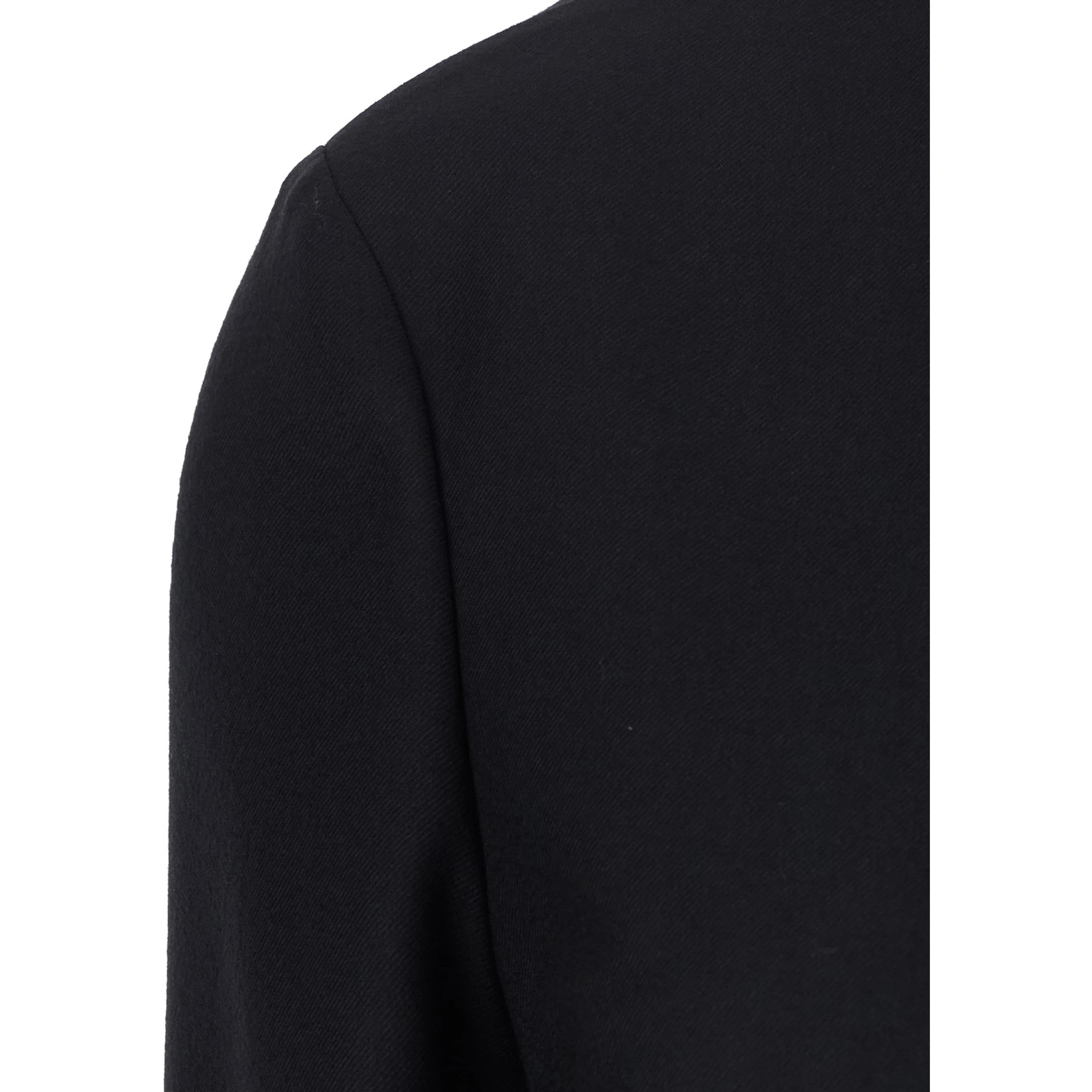Black Jacket with V-neck and back seams in virgin wool for women