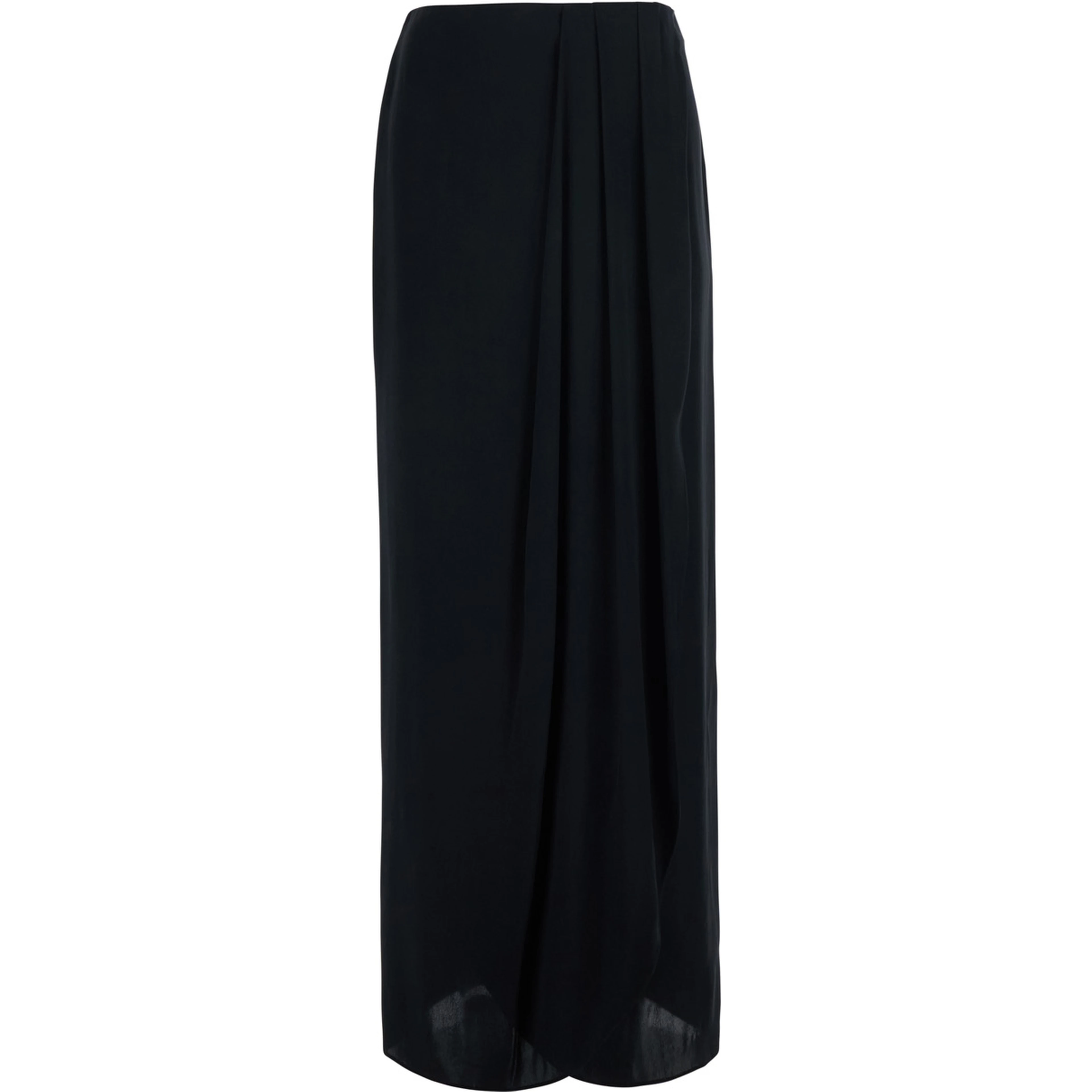 Black Draped skirt with Four Stitches detail on the back in silk blend for women