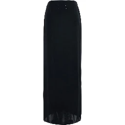 Black Draped skirt with Four Stitches detail on the back in silk blend for women