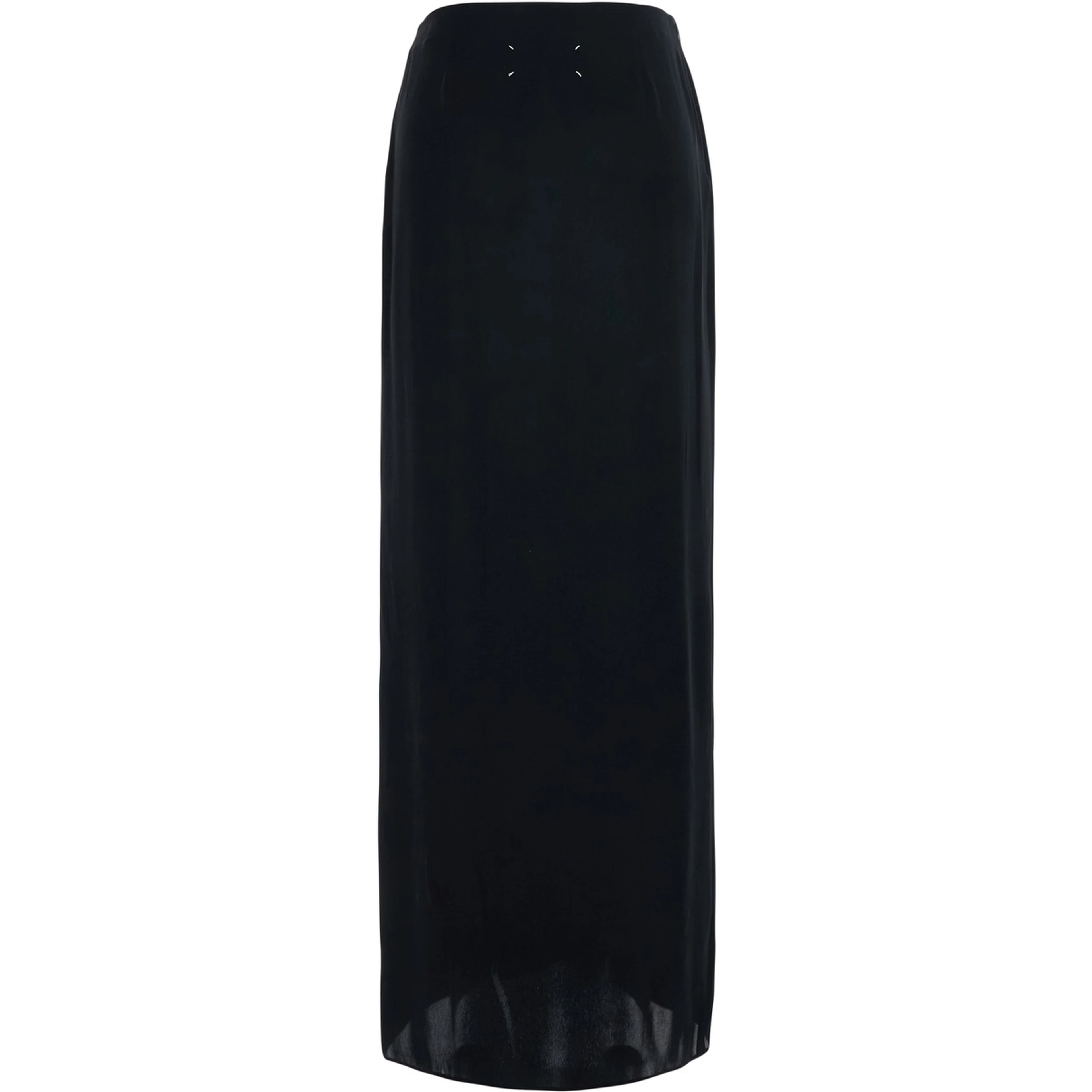 Black Draped skirt with Four Stitches detail on the back in silk blend for women