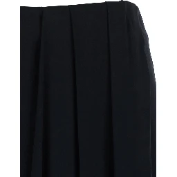 Black Draped skirt with Four Stitches detail on the back in silk blend for women