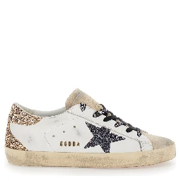 Superstar White Low Sneakers with Glitter and Used Effect In Leather for Women