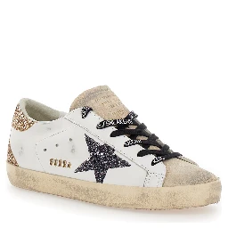 Superstar White Low Sneakers with Glitter and Used Effect In Leather for Women