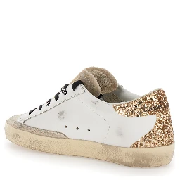 Superstar White Low Sneakers with Glitter and Used Effect In Leather for Women