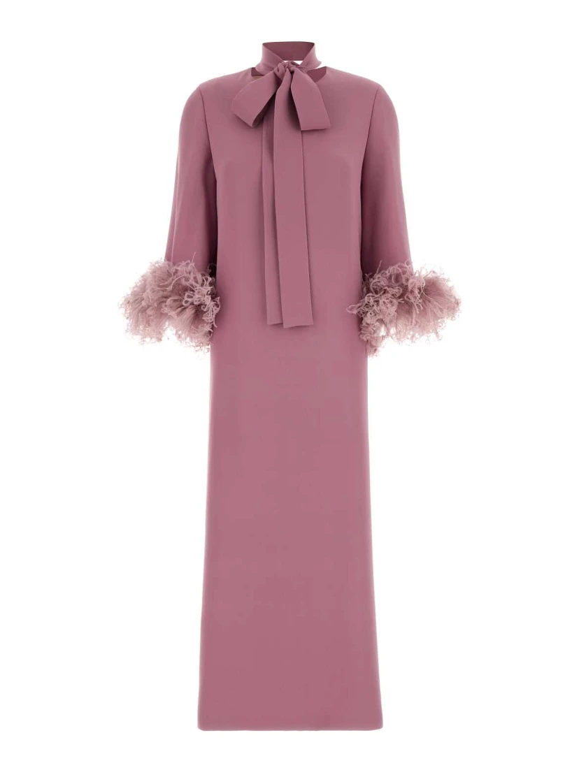 DRESS MIDI WITH FEATHERS