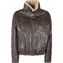 FUR COLLAR ARTIFICIAL LEATHER JACKET