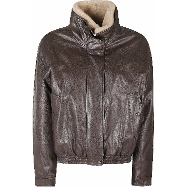 FUR COLLAR ARTIFICIAL LEATHER JACKET