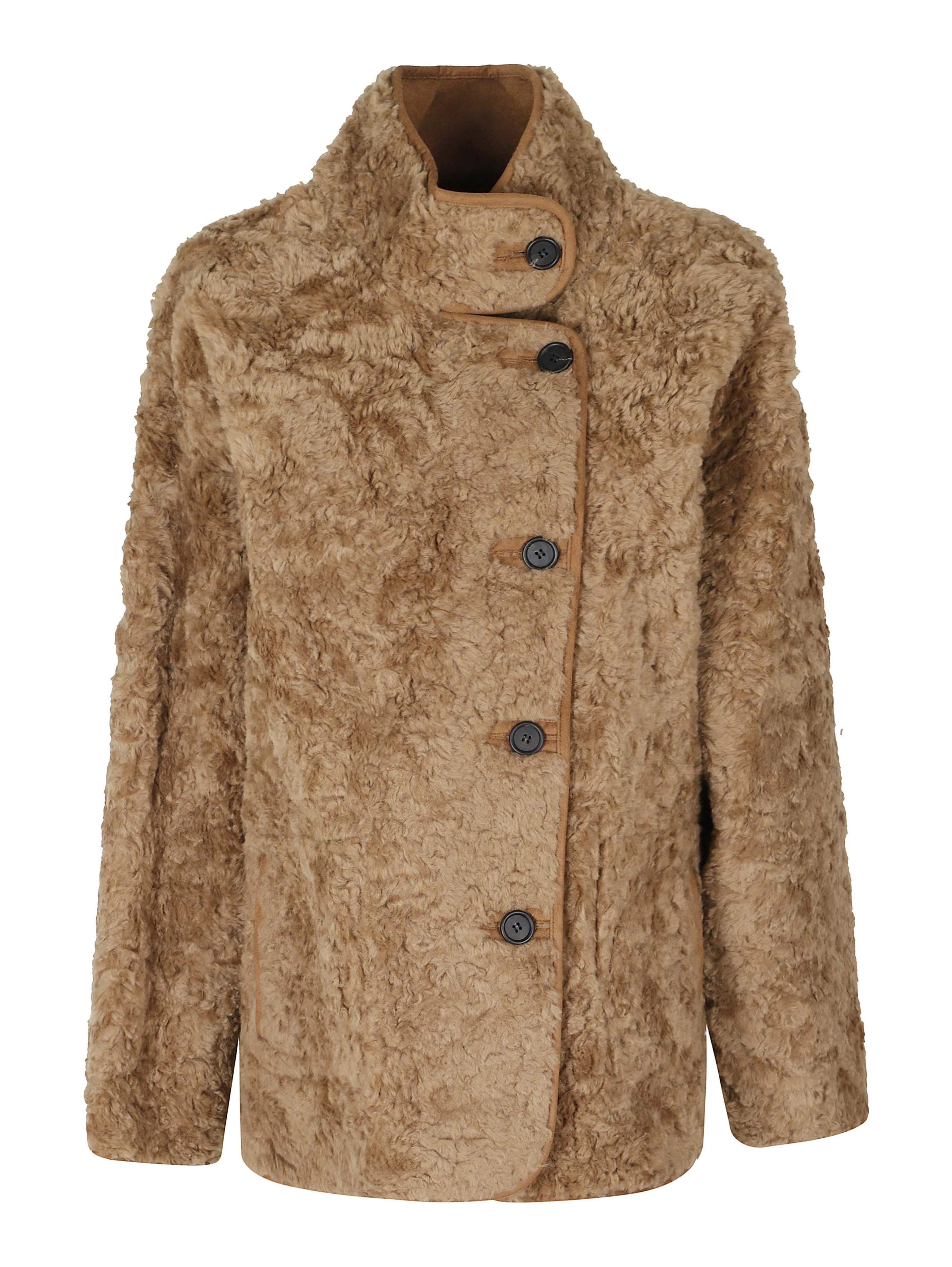 HIGH NECK REVERSIBLE SHEARLING JACKET
