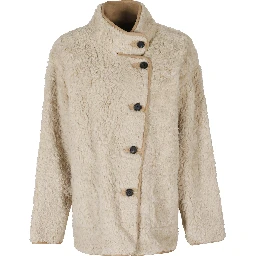 HIGH NECK REVERSIBLE SHEARLING JACKET