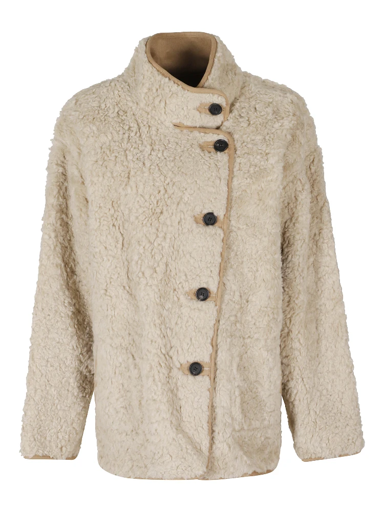 HIGH NECK REVERSIBLE SHEARLING JACKET
