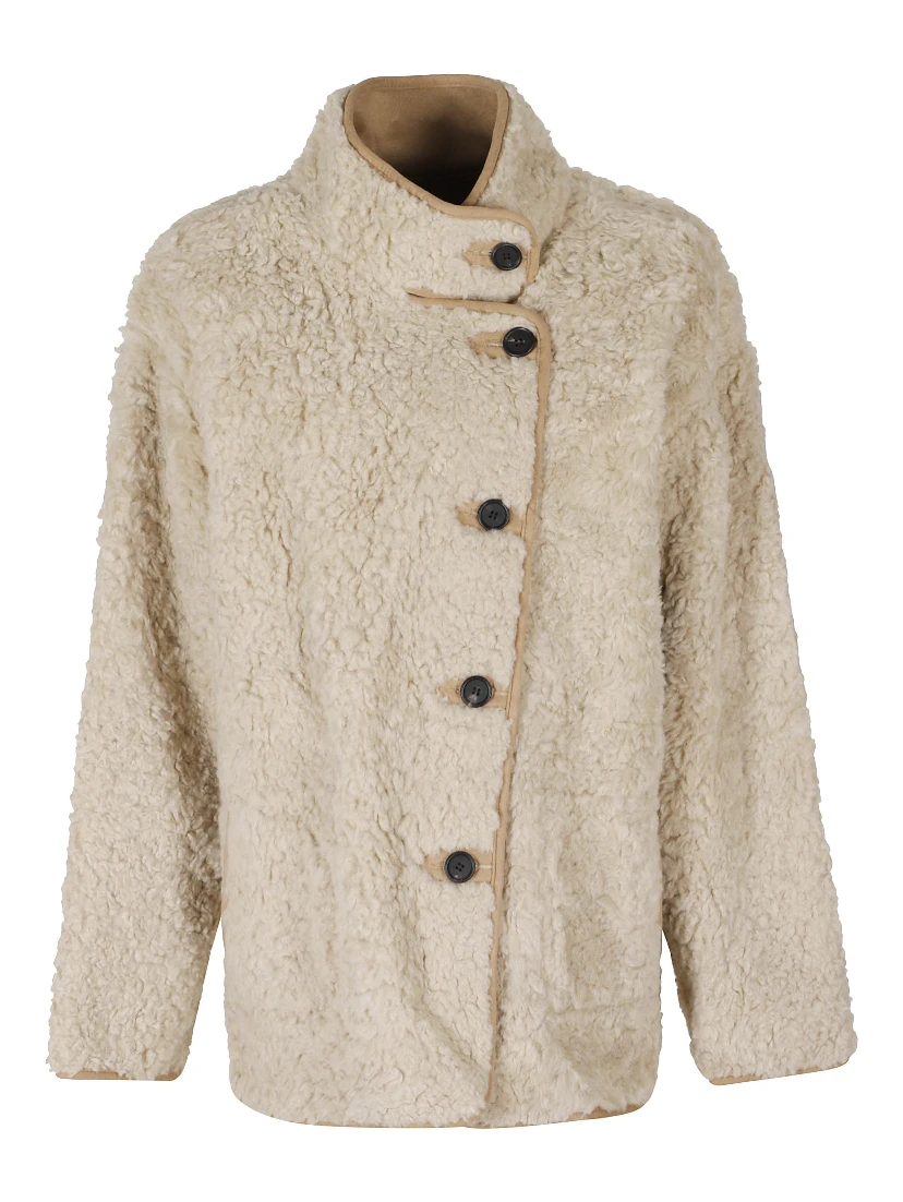 HIGH NECK REVERSIBLE SHEARLING JACKET