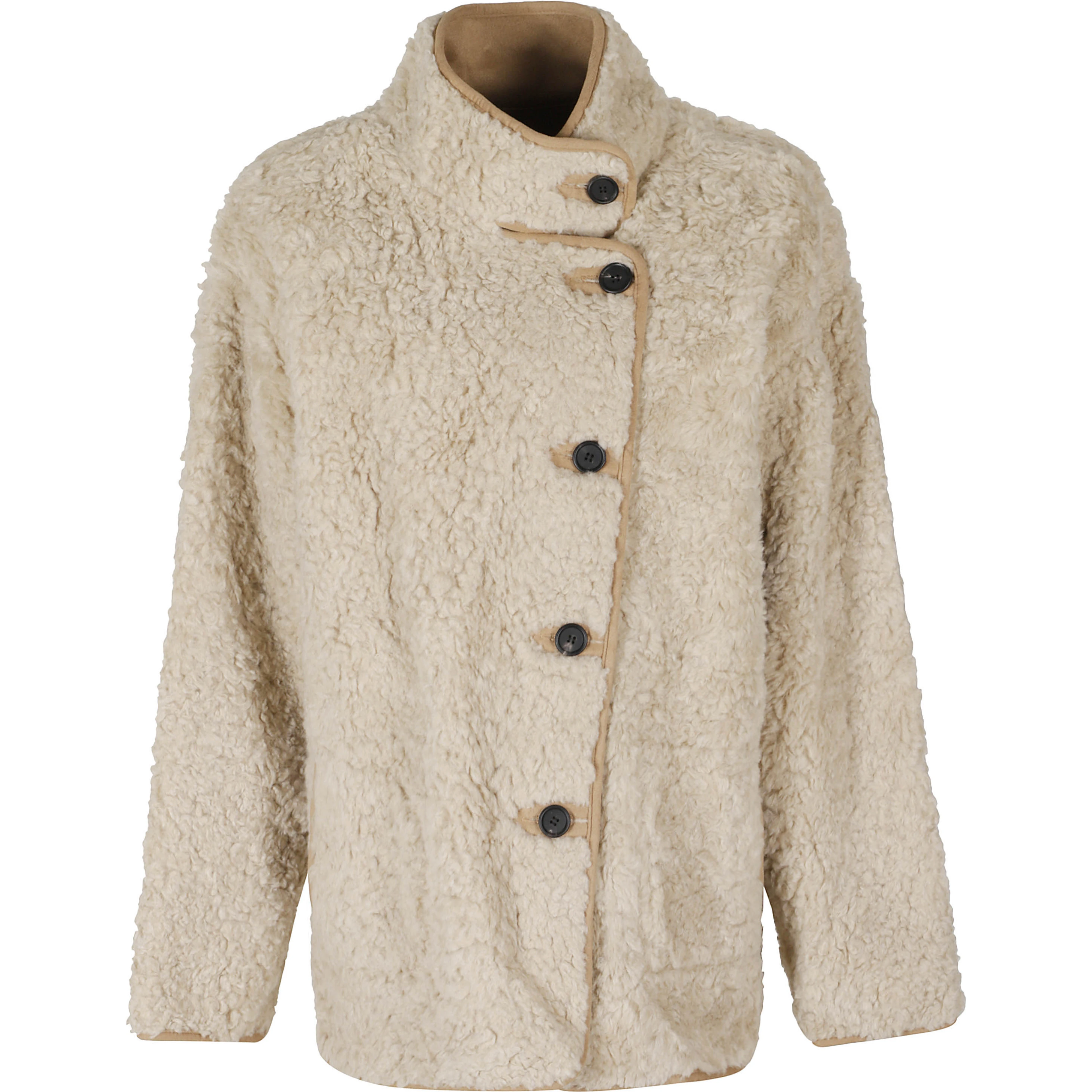 HIGH NECK REVERSIBLE SHEARLING JACKET