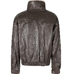 FUR COLLAR ARTIFICIAL LEATHER JACKET