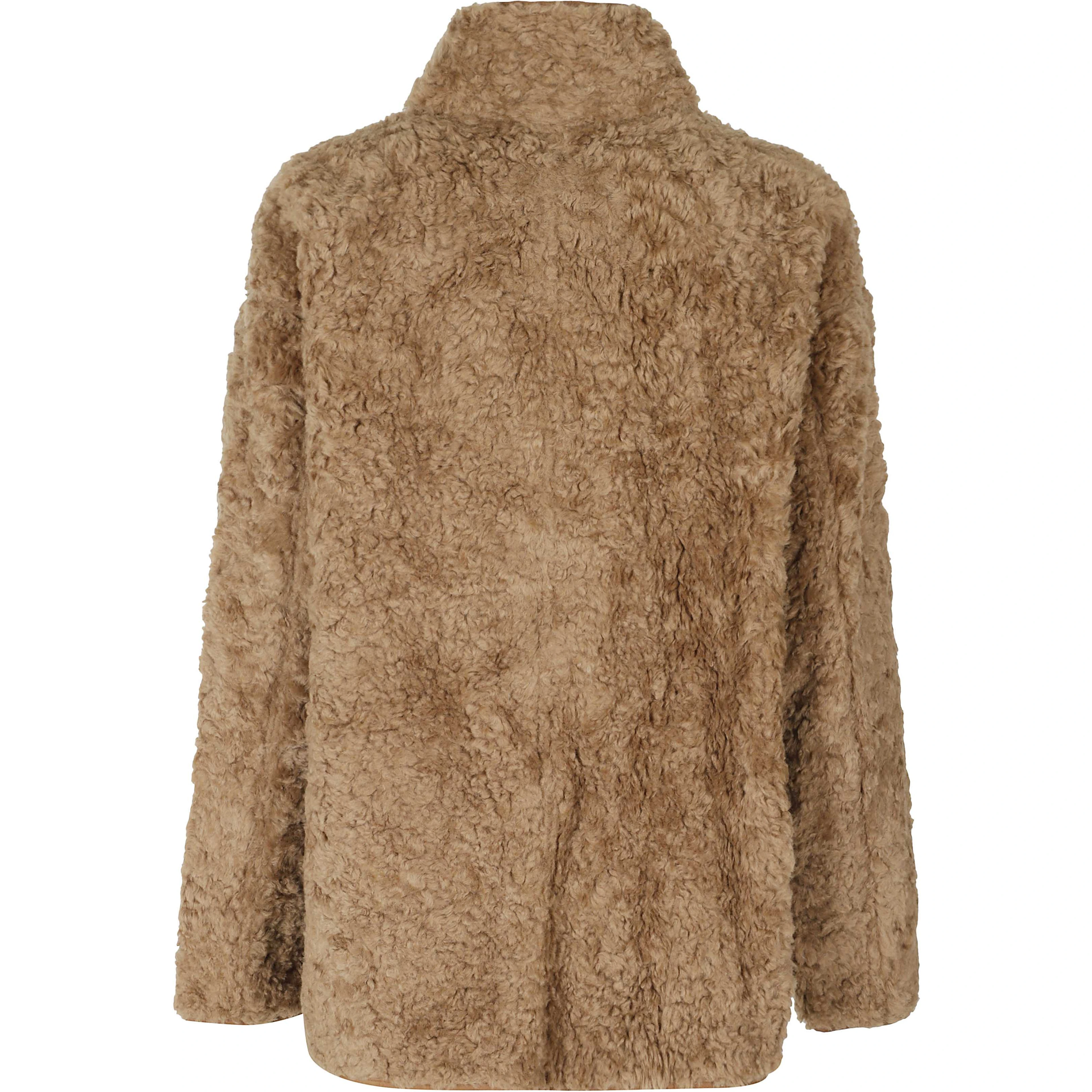 HIGH NECK REVERSIBLE SHEARLING JACKET