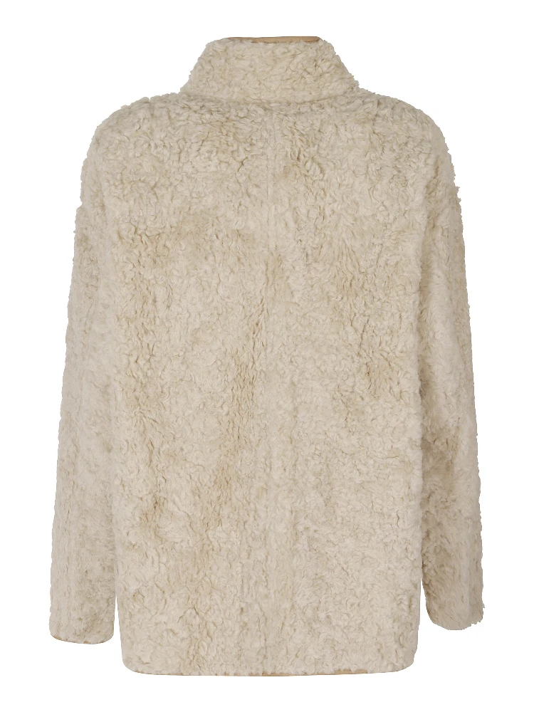 HIGH NECK REVERSIBLE SHEARLING JACKET alternative