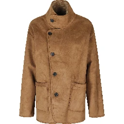 HIGH NECK REVERSIBLE SHEARLING JACKET