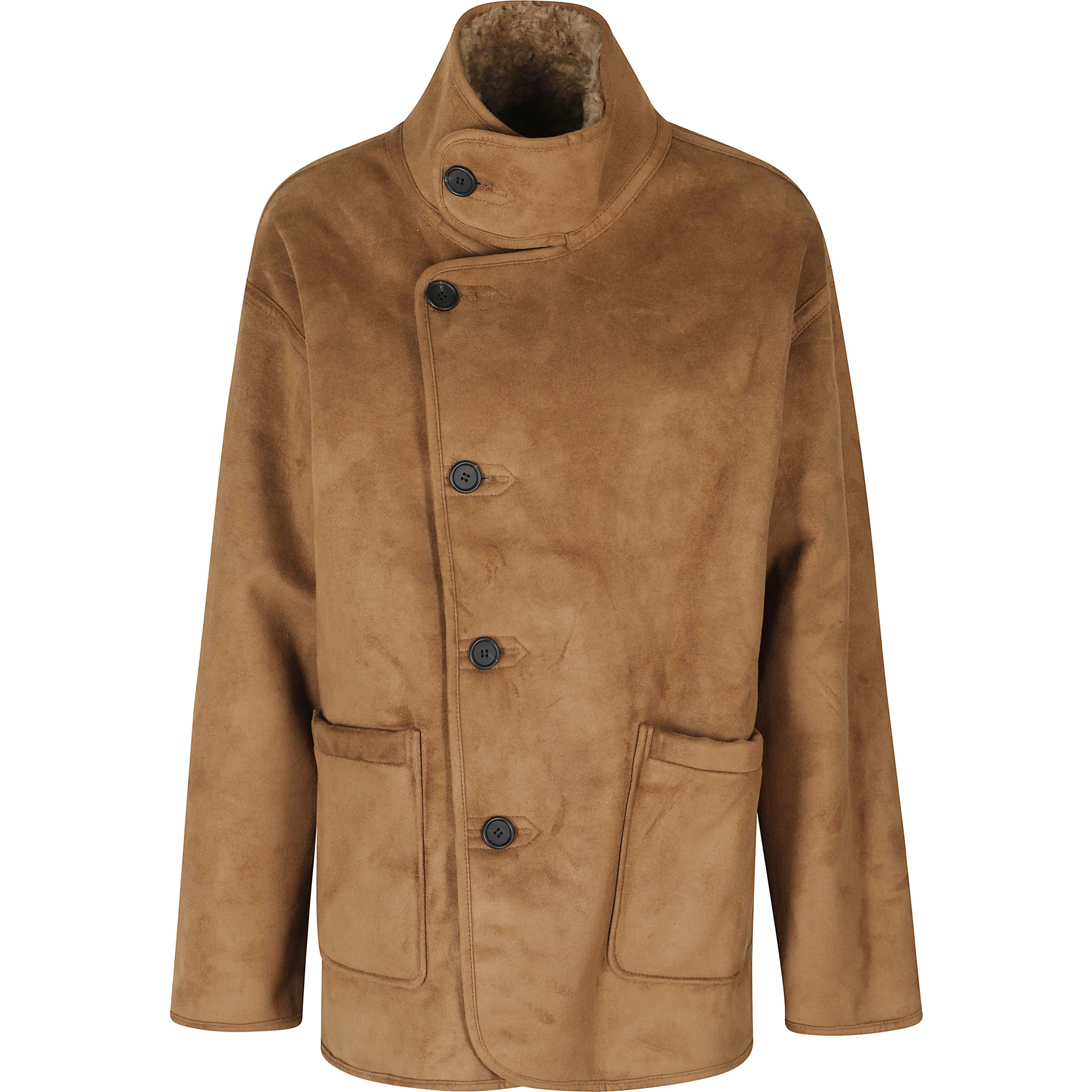 HIGH NECK REVERSIBLE SHEARLING JACKET