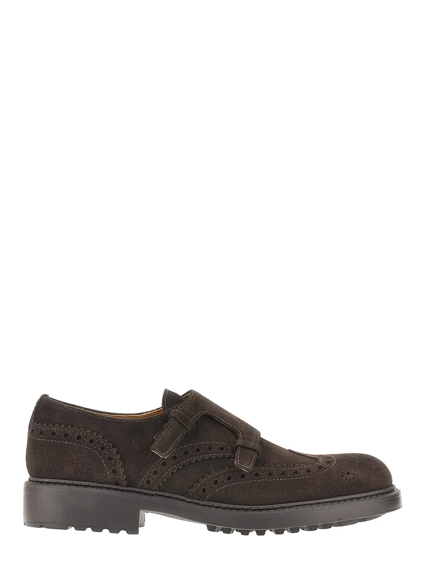 Suede leather double loop shoes