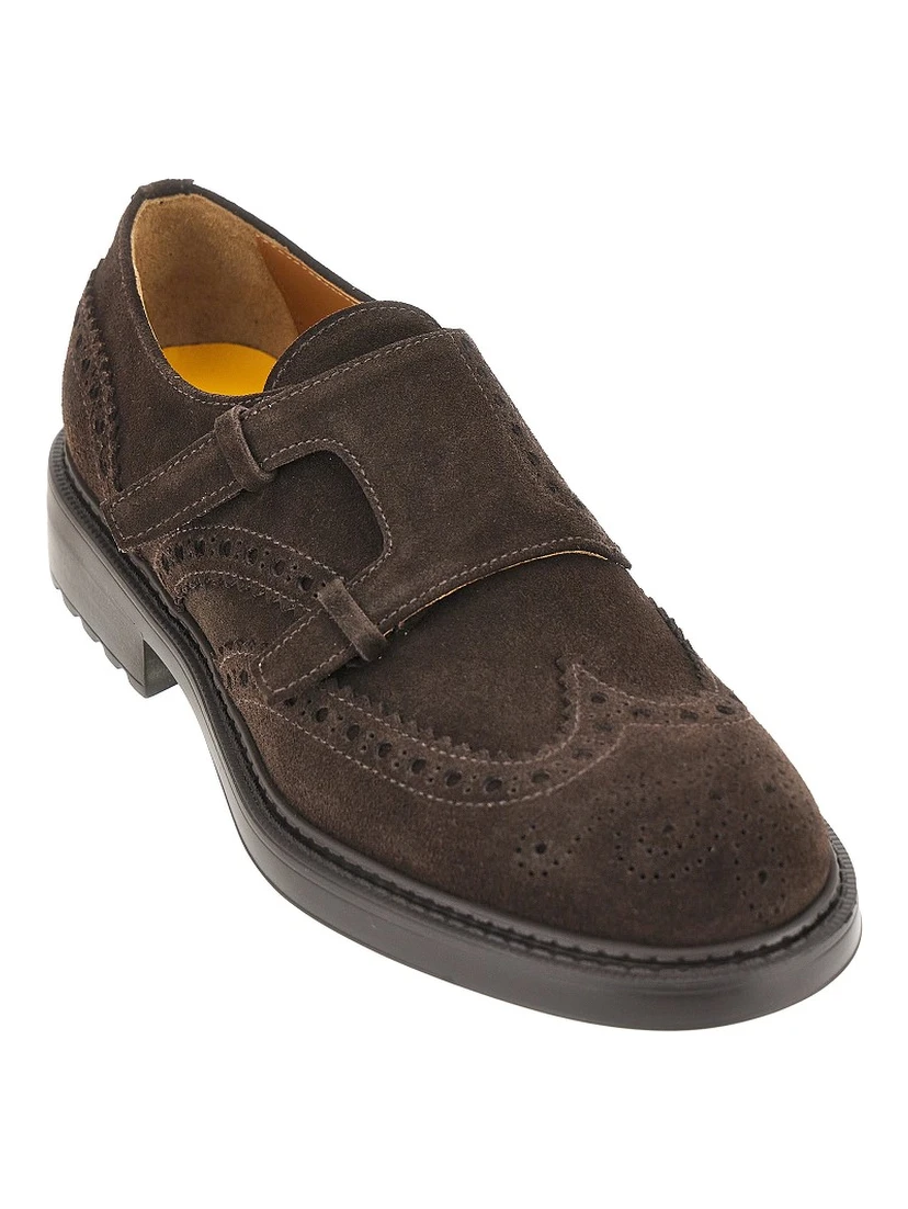 Suede leather double loop shoes