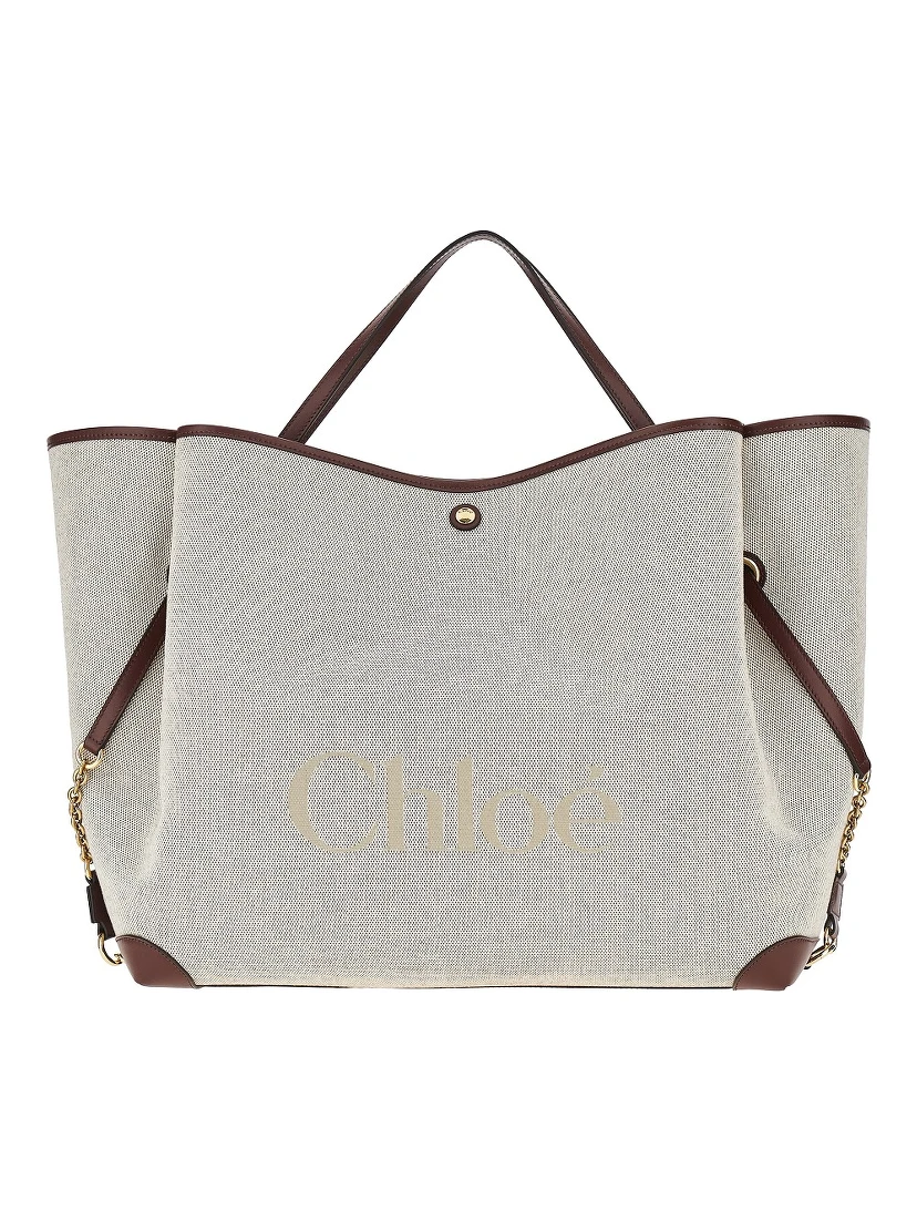 Canvas large 'Chloé Clover' shopping bag