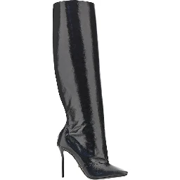Squared-toe leather boots