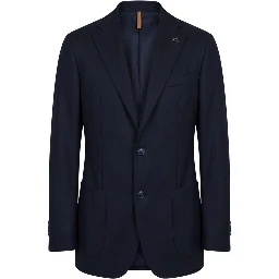 Blue Viscose Men Jacket