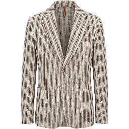 Beige Cotton Men Jacket