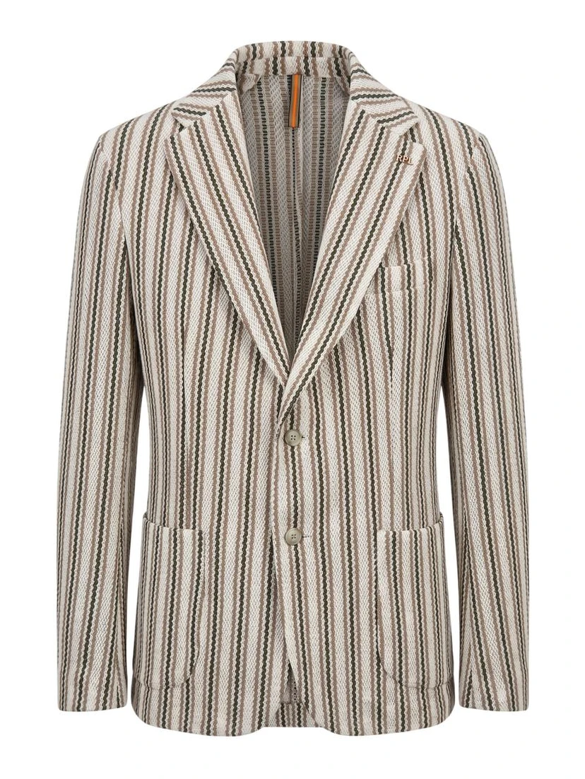 Beige Cotton Men Jacket