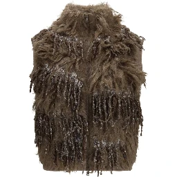 Beige Mohair Sleeveles Sweater