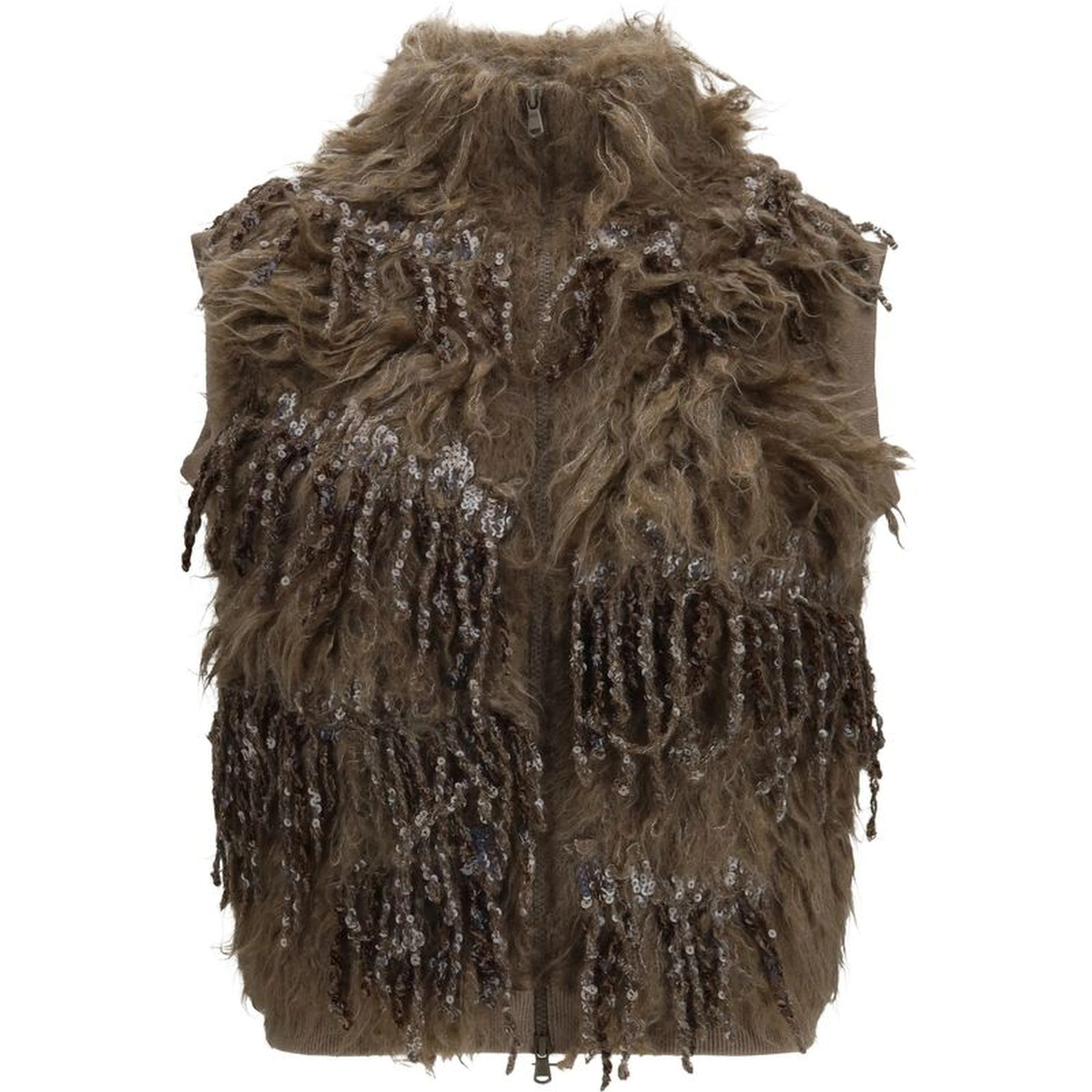 Beige Mohair Sleeveles Sweater