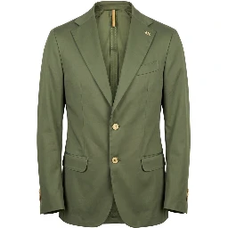 Green Cotton Men Jacket