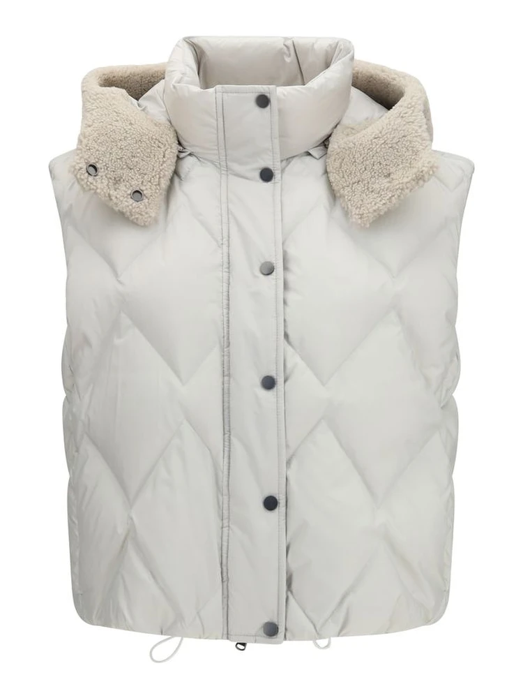 Gray Polyester Sleeveless Jacket