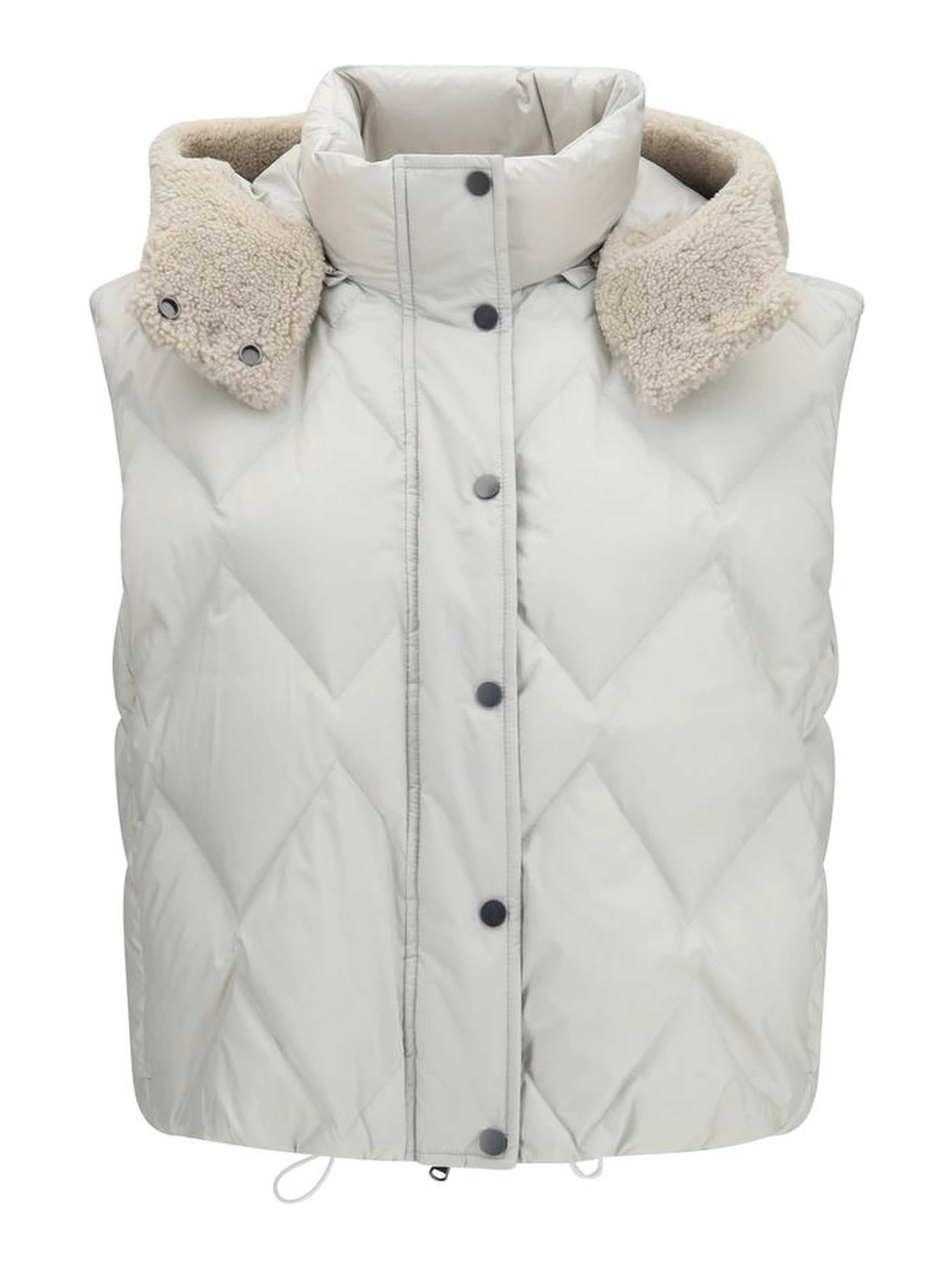 Gray Polyester Sleeveless Jacket