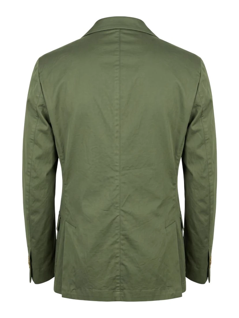 Green Cotton Men Jacket