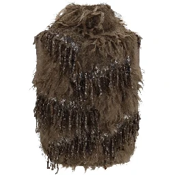 Beige Mohair Sleeveles Sweater