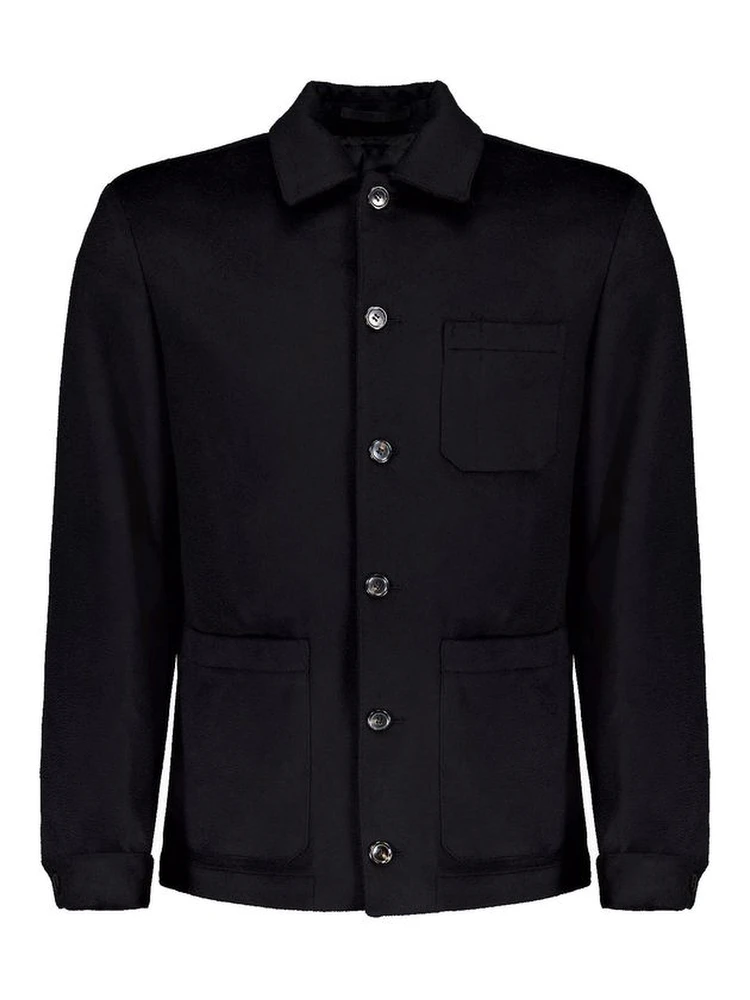 Black Wool Full-Length Jacket