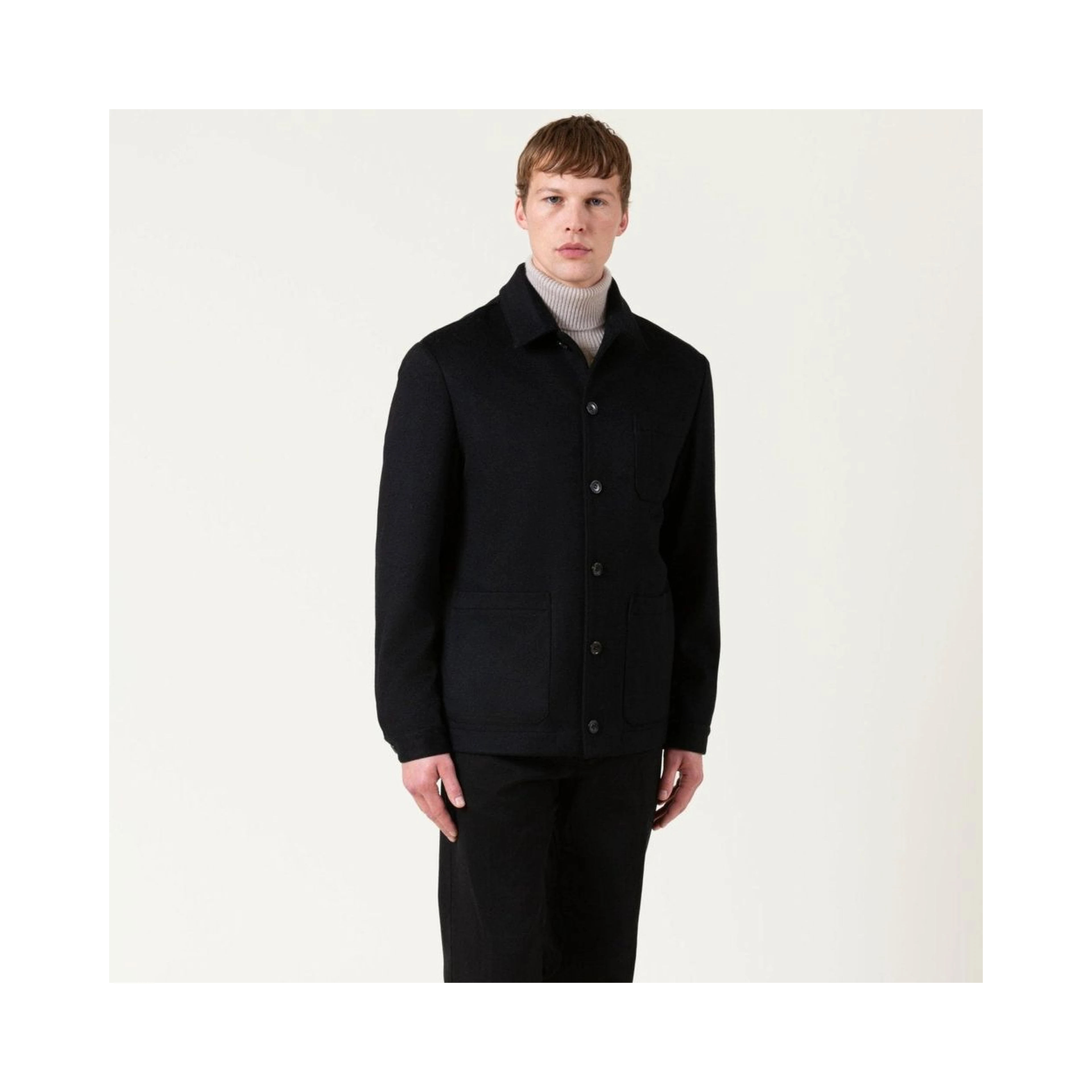 Black Wool Full-Length Jacket