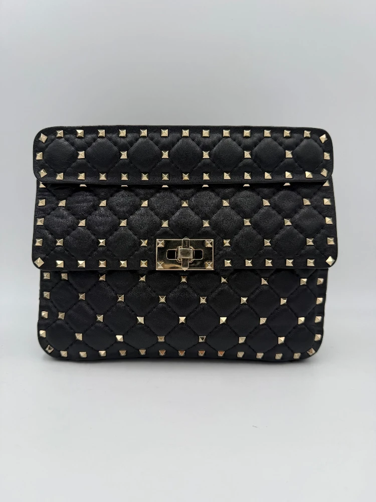 VALENTINO GARAVANI Rockstud Spike Black Handbag
