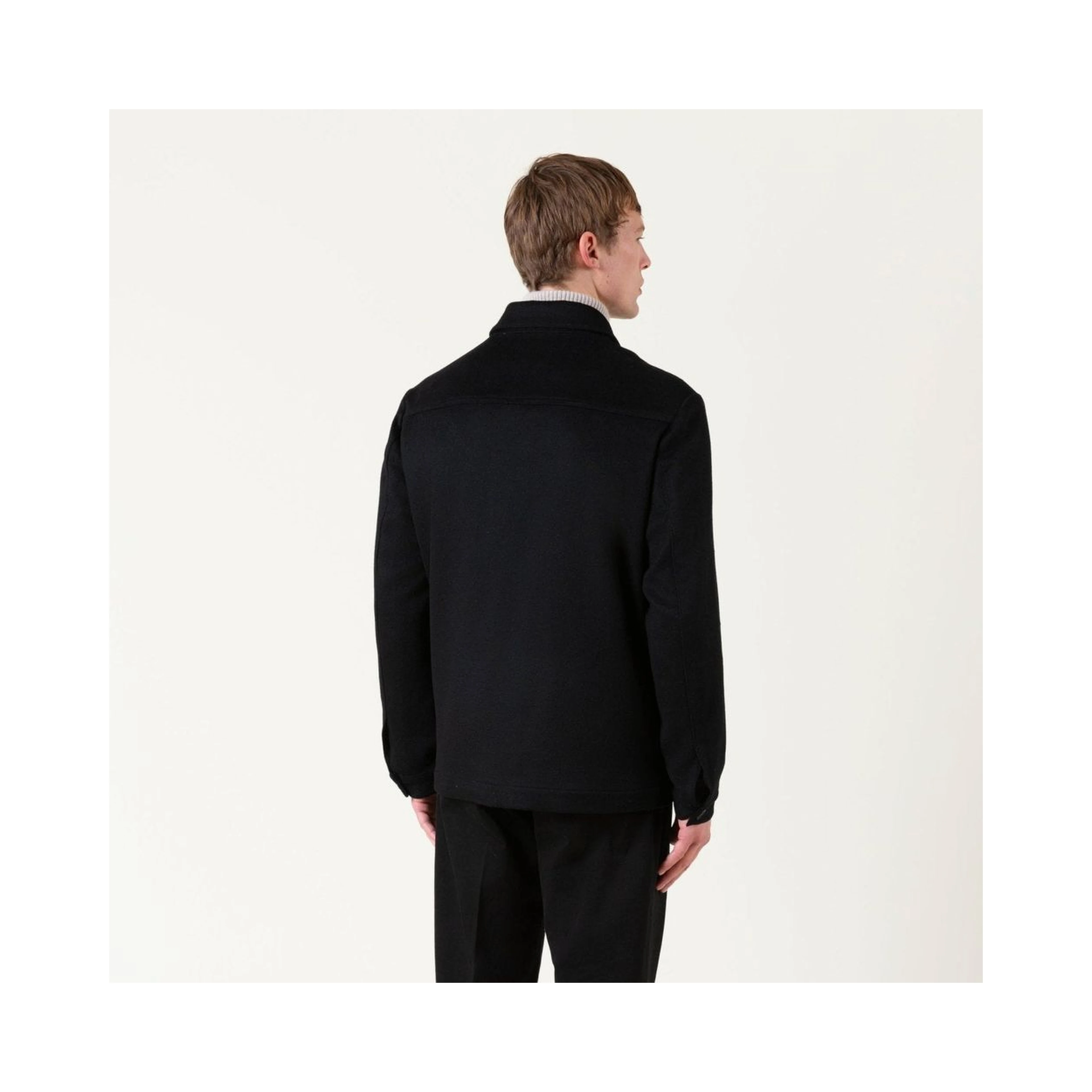 Black Wool Full-Length Jacket