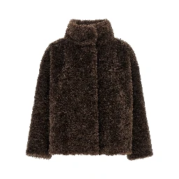 Brown Polyester Full-Length Jacket