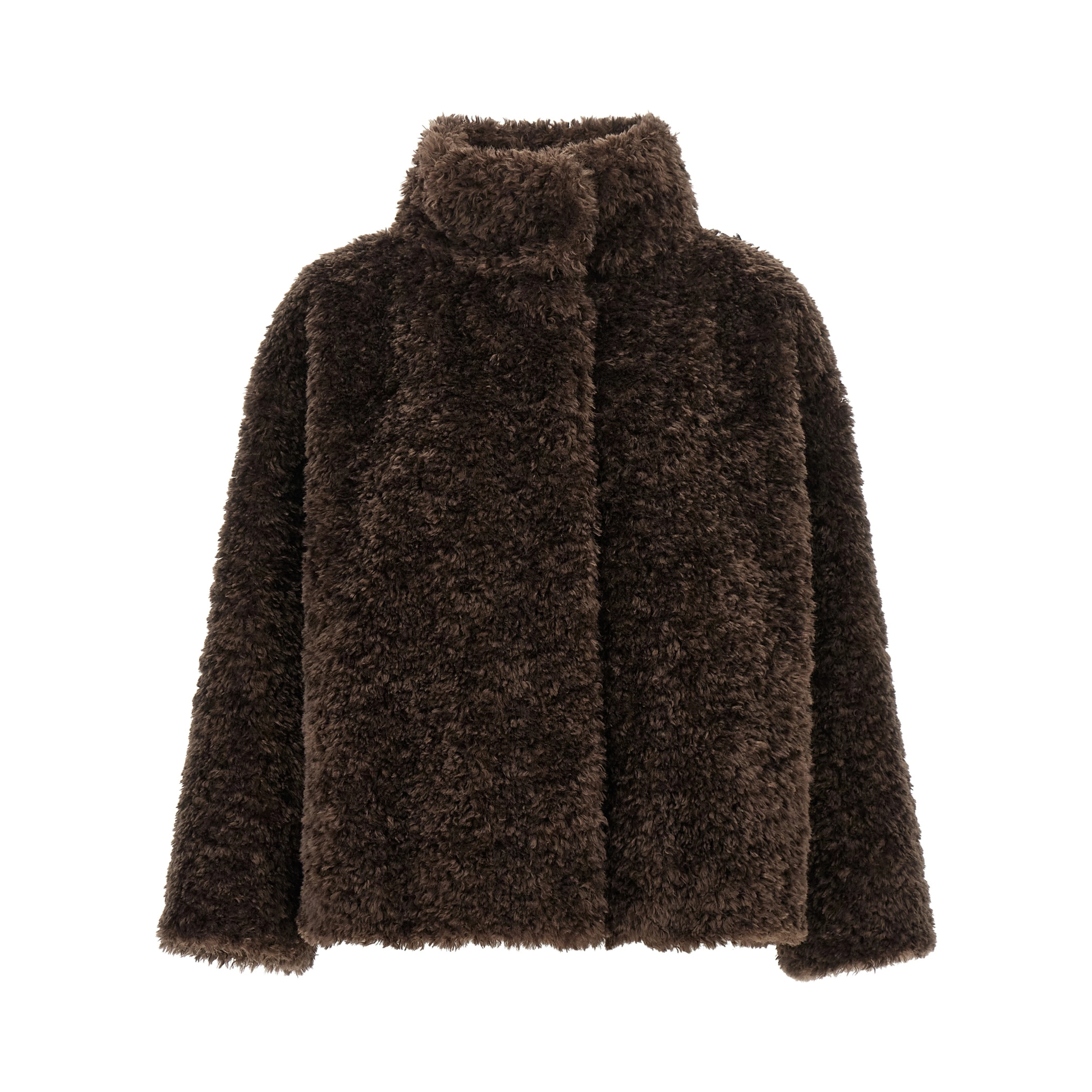 Brown Polyester Full-Length Jacket