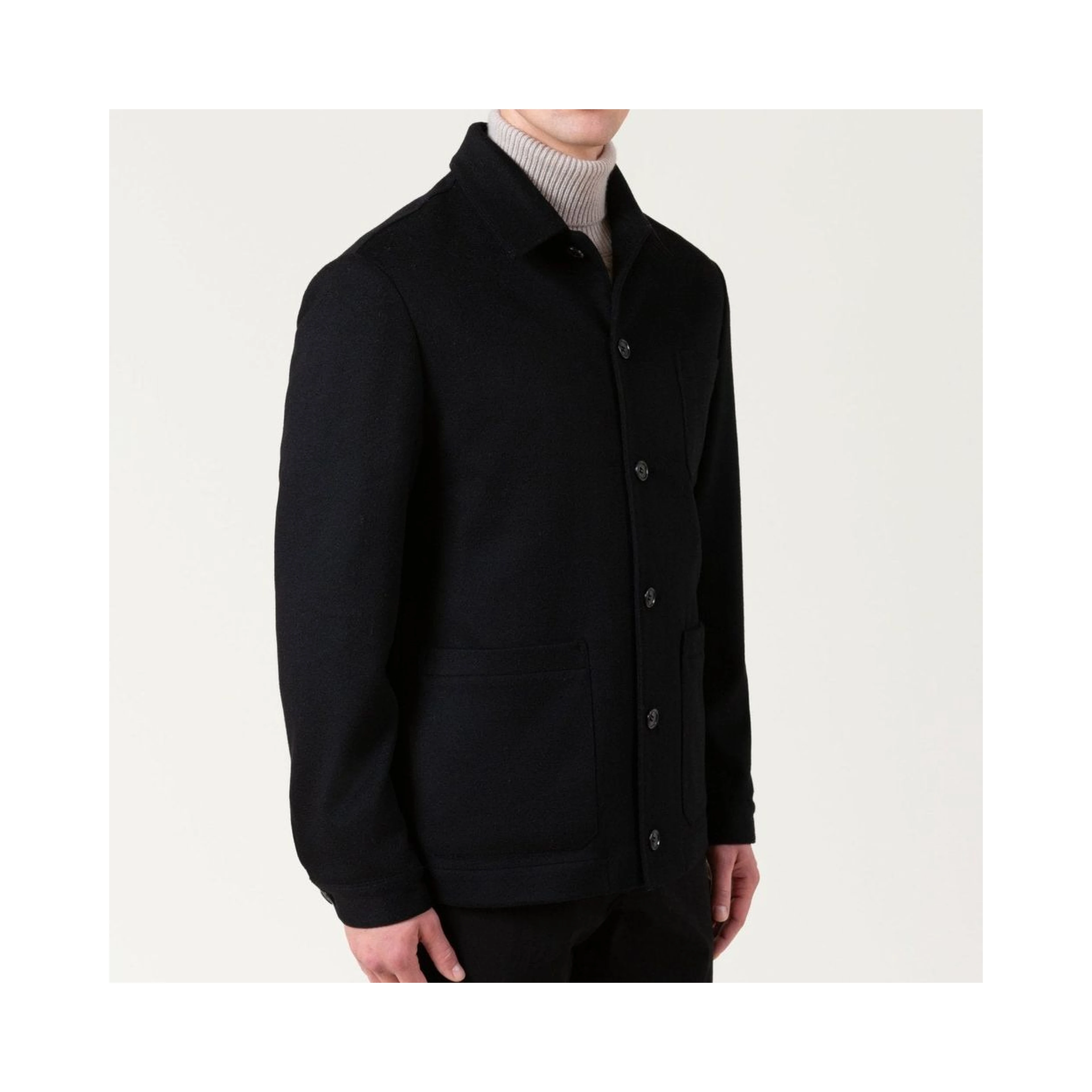 Black Wool Full-Length Jacket