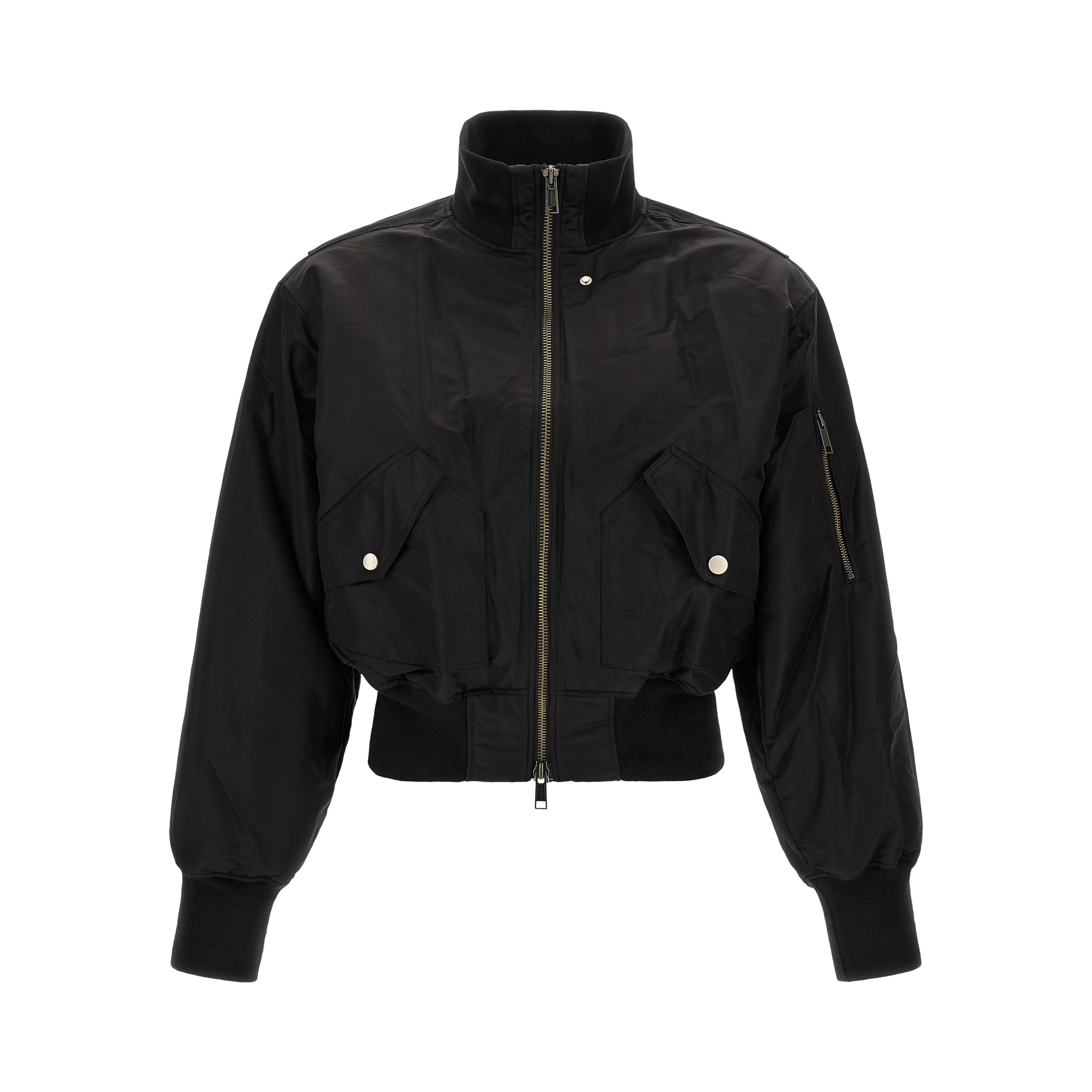 Black Nylon Bomber