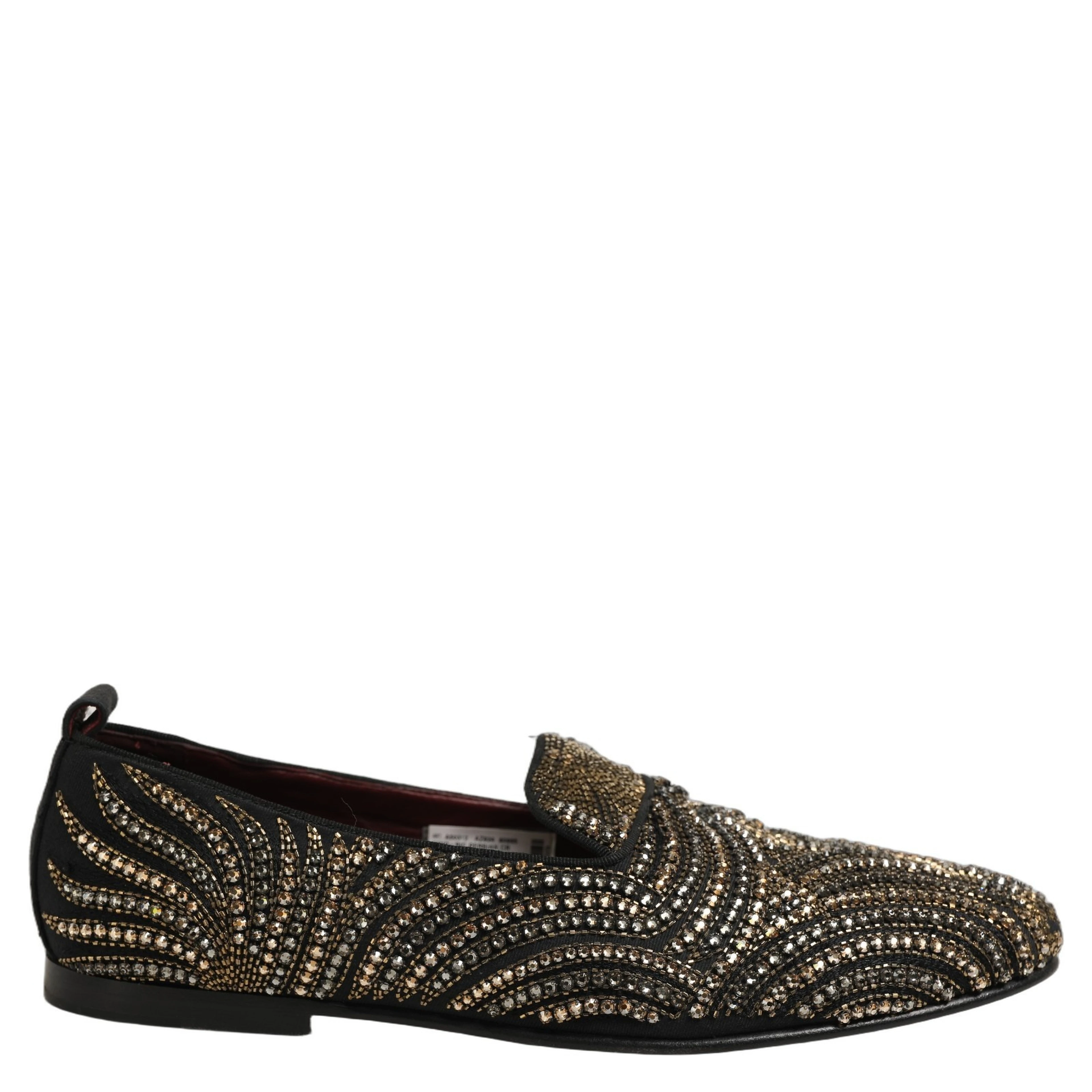 Black Gold Embellished Slippers Loafers Shoes