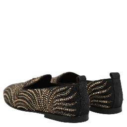 Black Gold Embellished Slippers Loafers Shoes