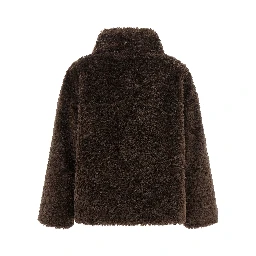 Brown Polyester Full-Length Jacket
