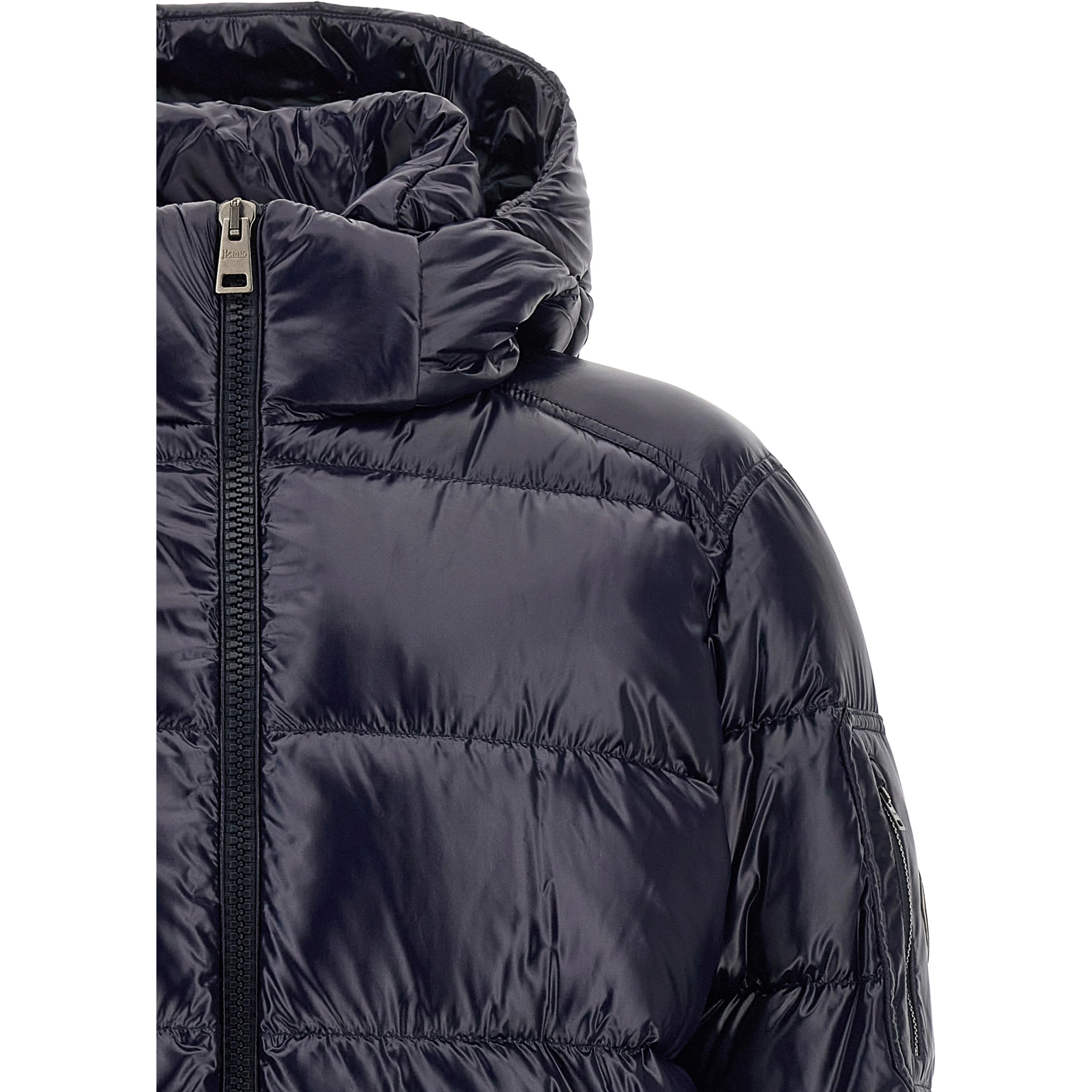 Blue Polyamide Full-Length Jacket