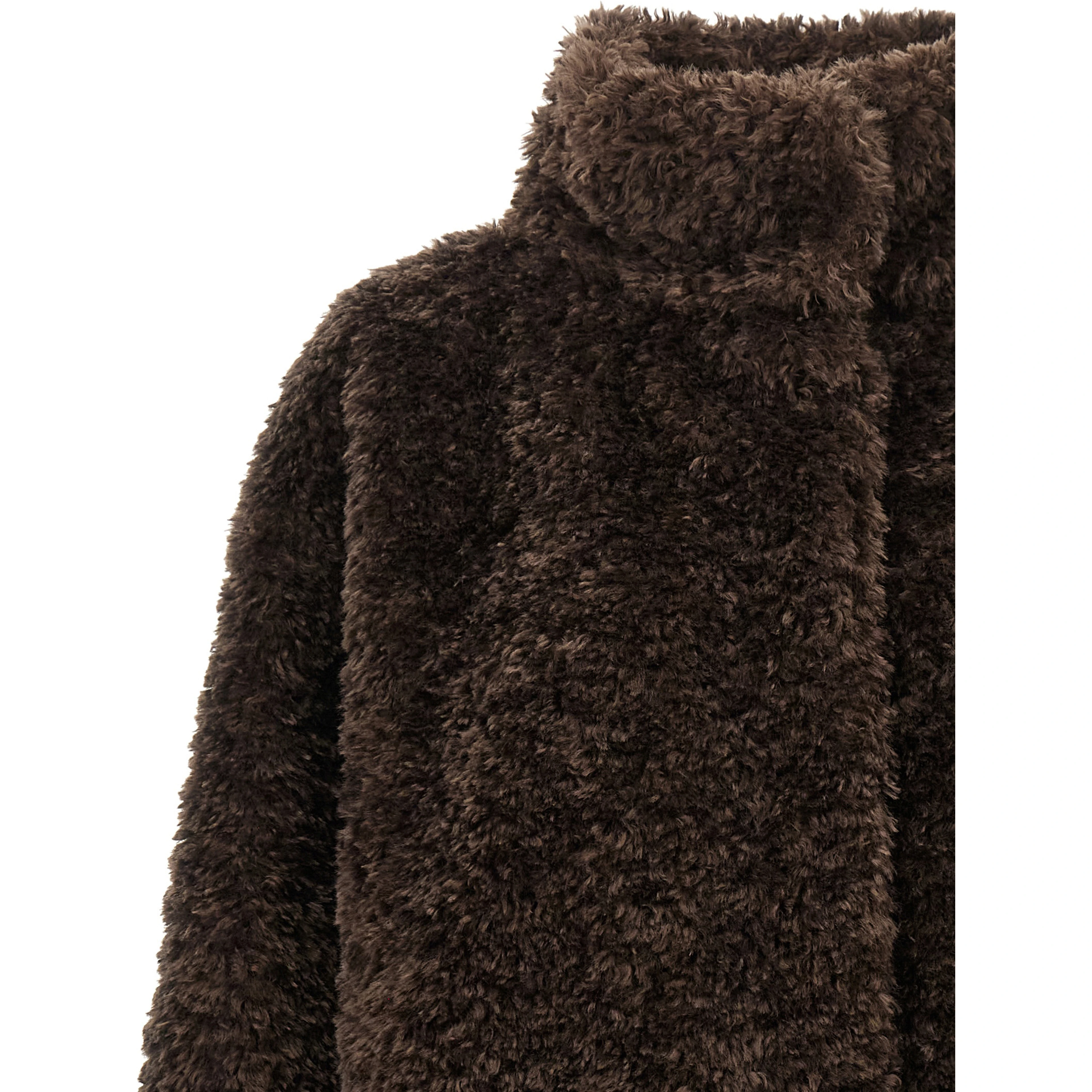 Brown Polyester Full-Length Jacket